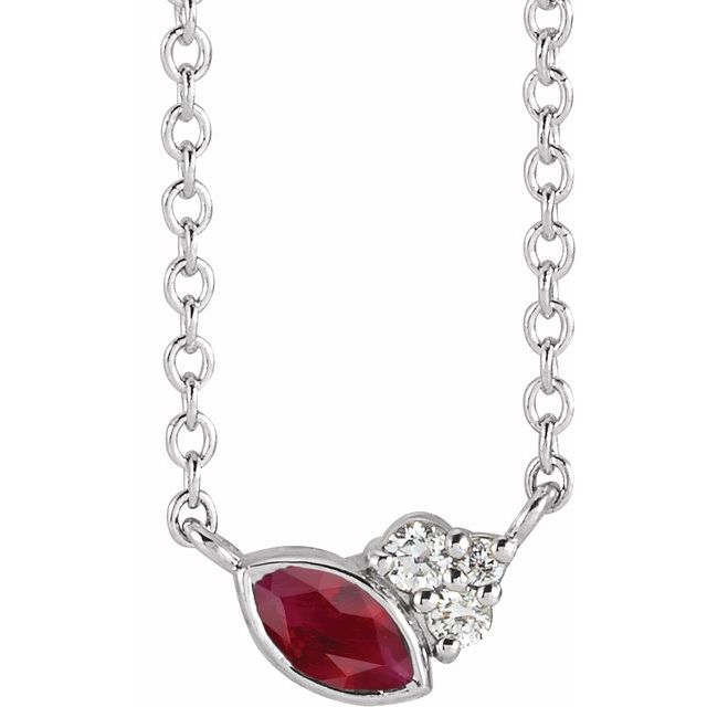 0.03Ct Lab-grown and Natural Diamond Necklace in 14K White Gold