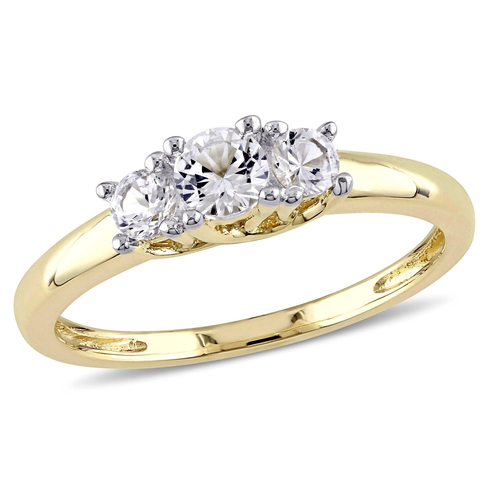 5/8 ct TW Created White Sapphire 3-Stone Engagement Ring in 10k Two-Tone Gold