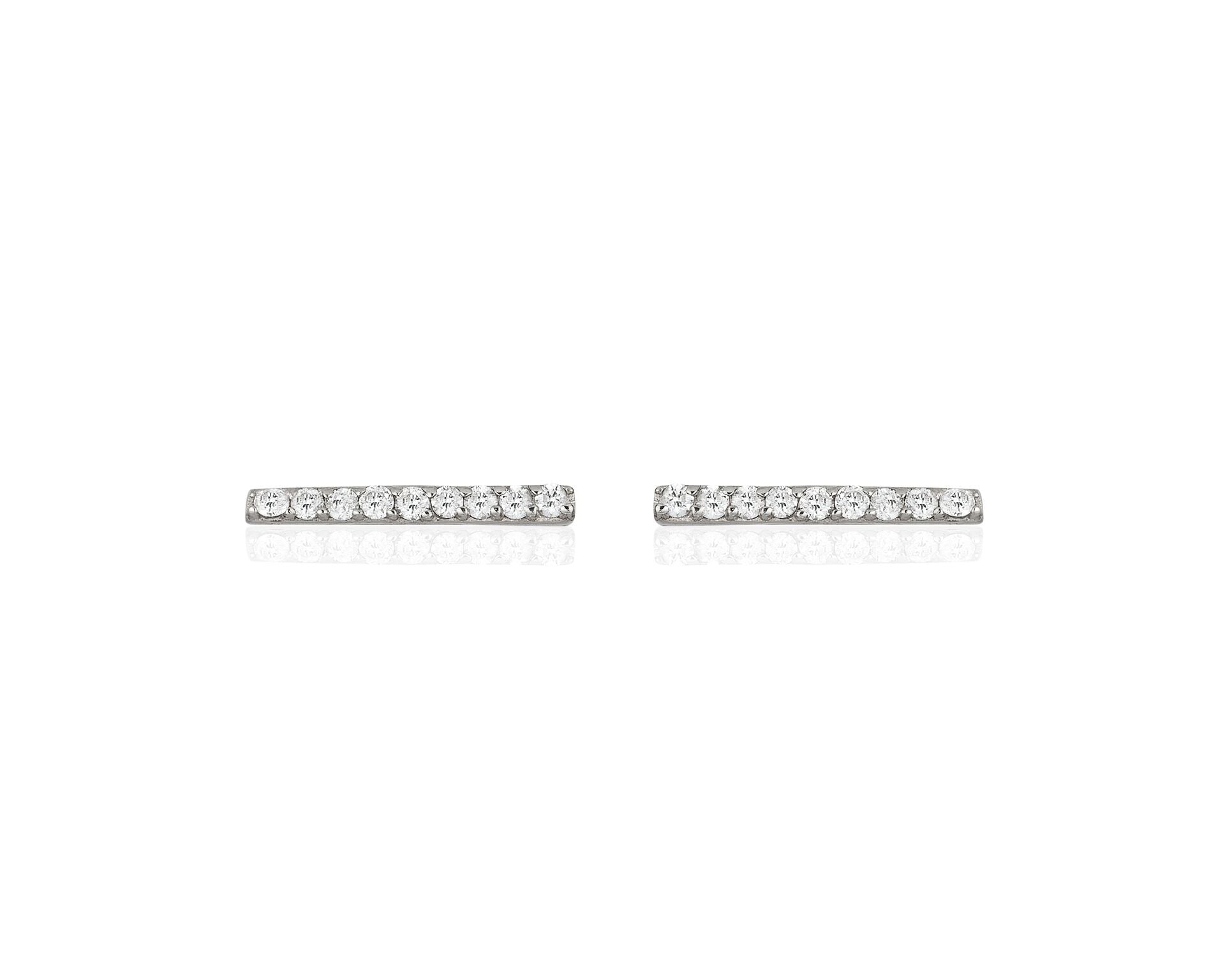 Bar Earrings (Small) White Gold