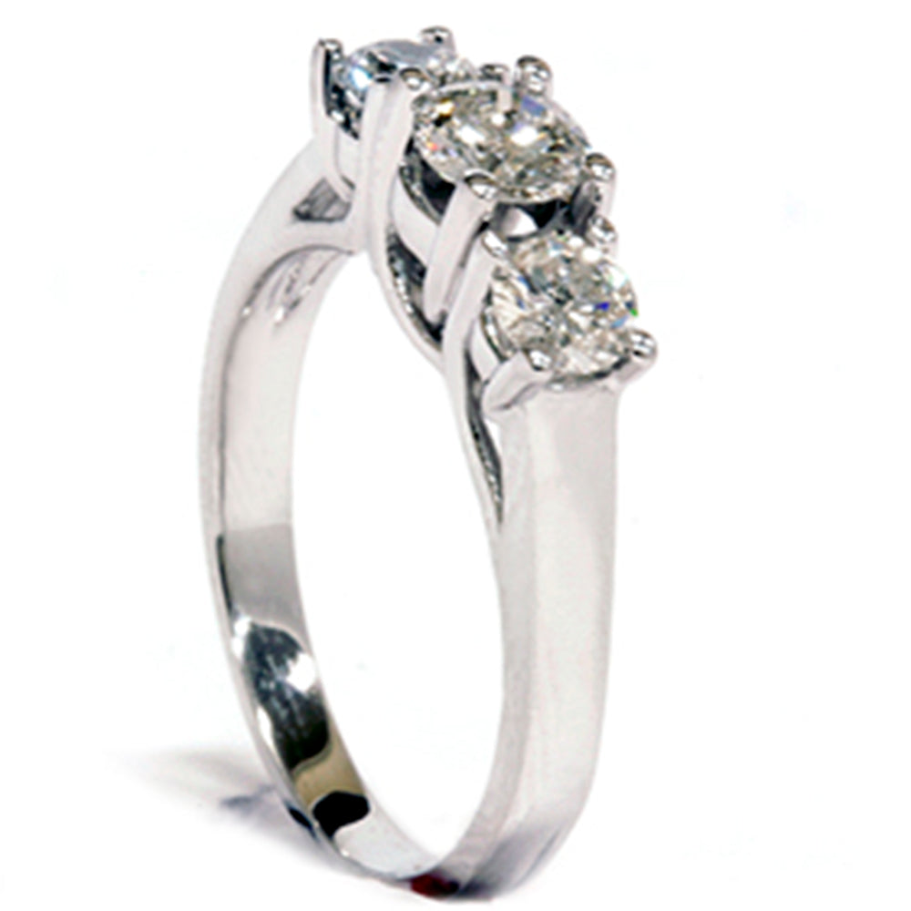 1ct Three Stone Diamond Ring 14K White Gold