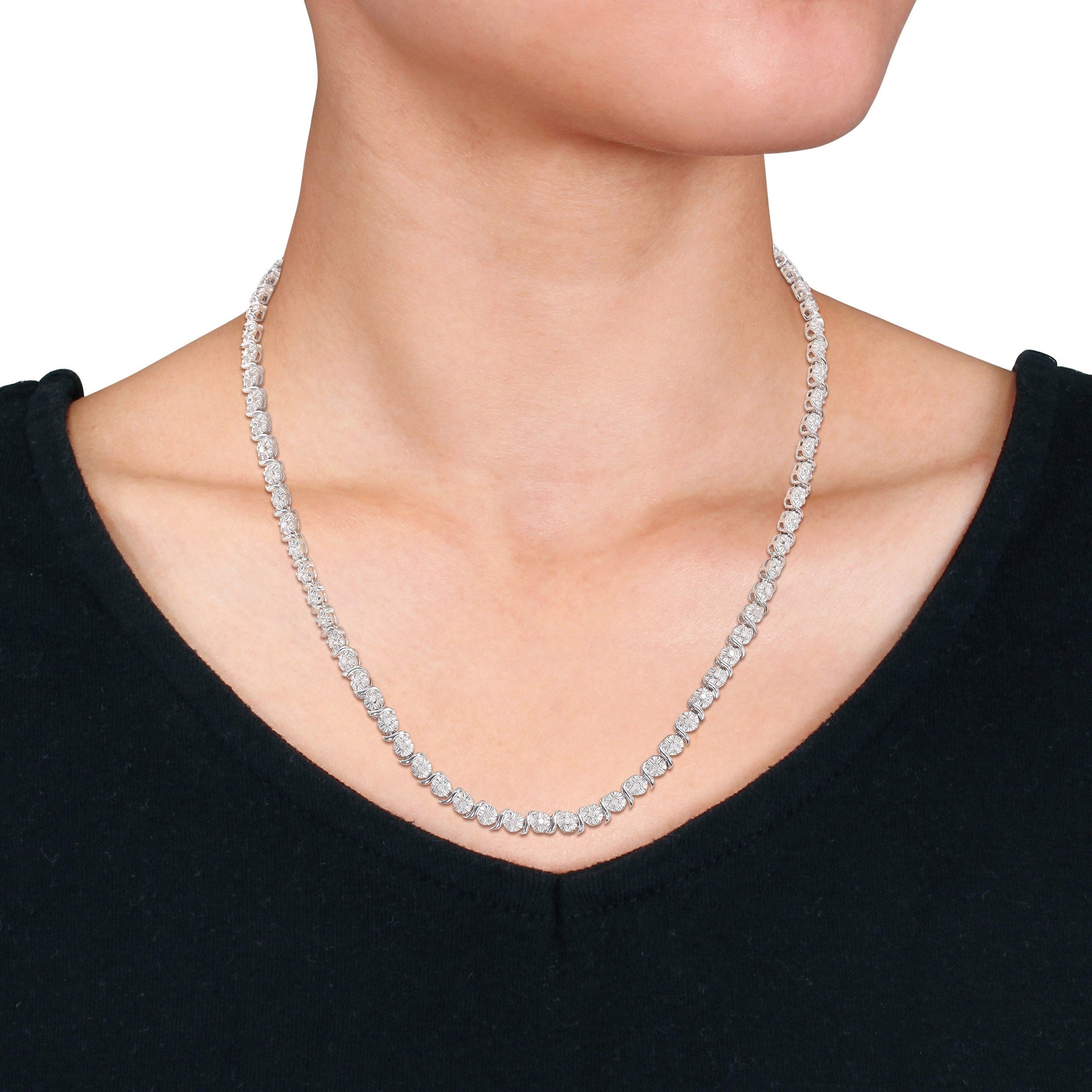Mimi & Max 1/2ct TDW Diamond Necklace in Sterling Silver