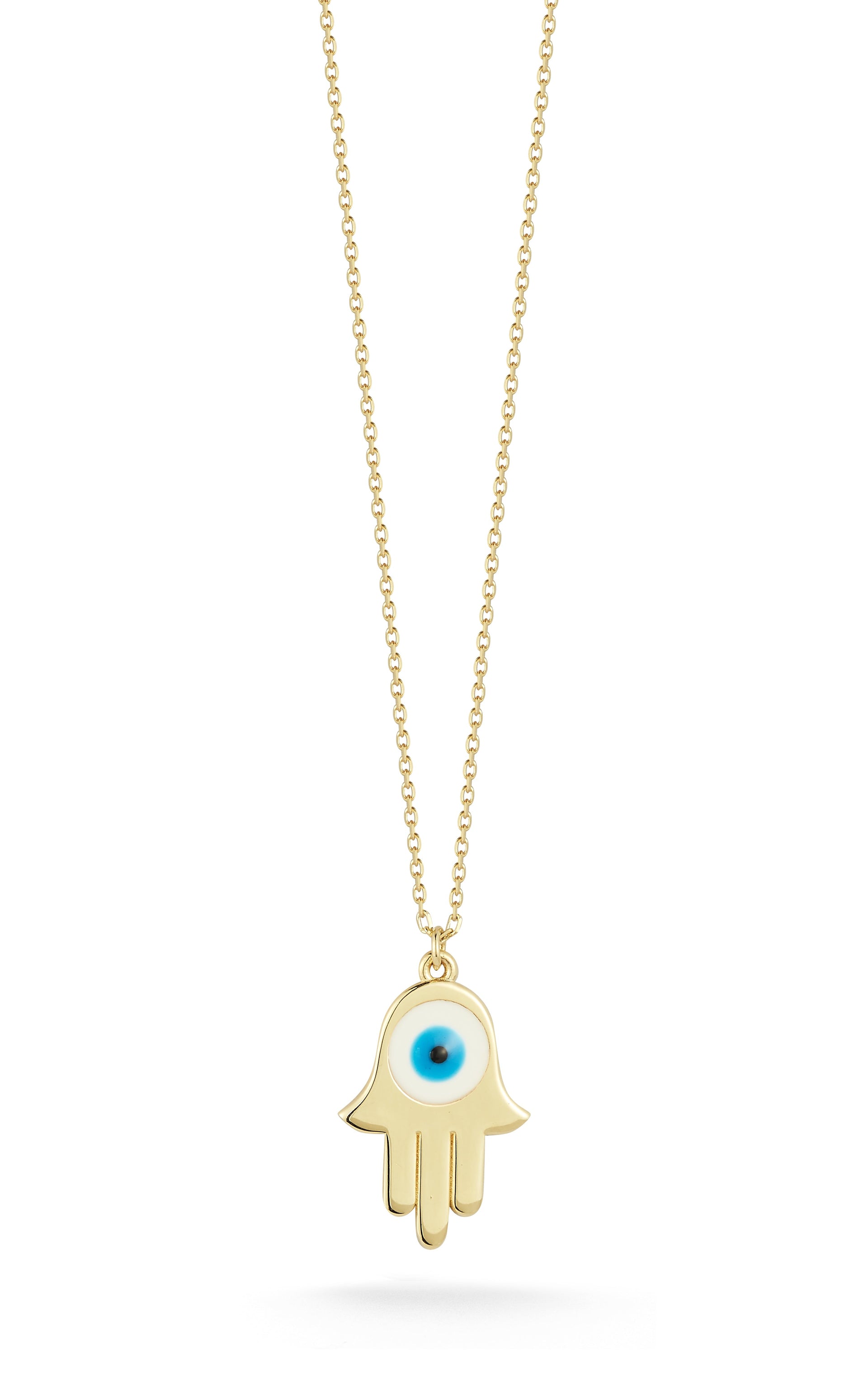 14K Gold Hamsa & Evil Eye Necklace