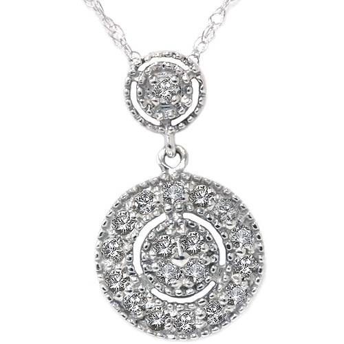 1/4ct Diamond Halo Dangle Pendant White Gold