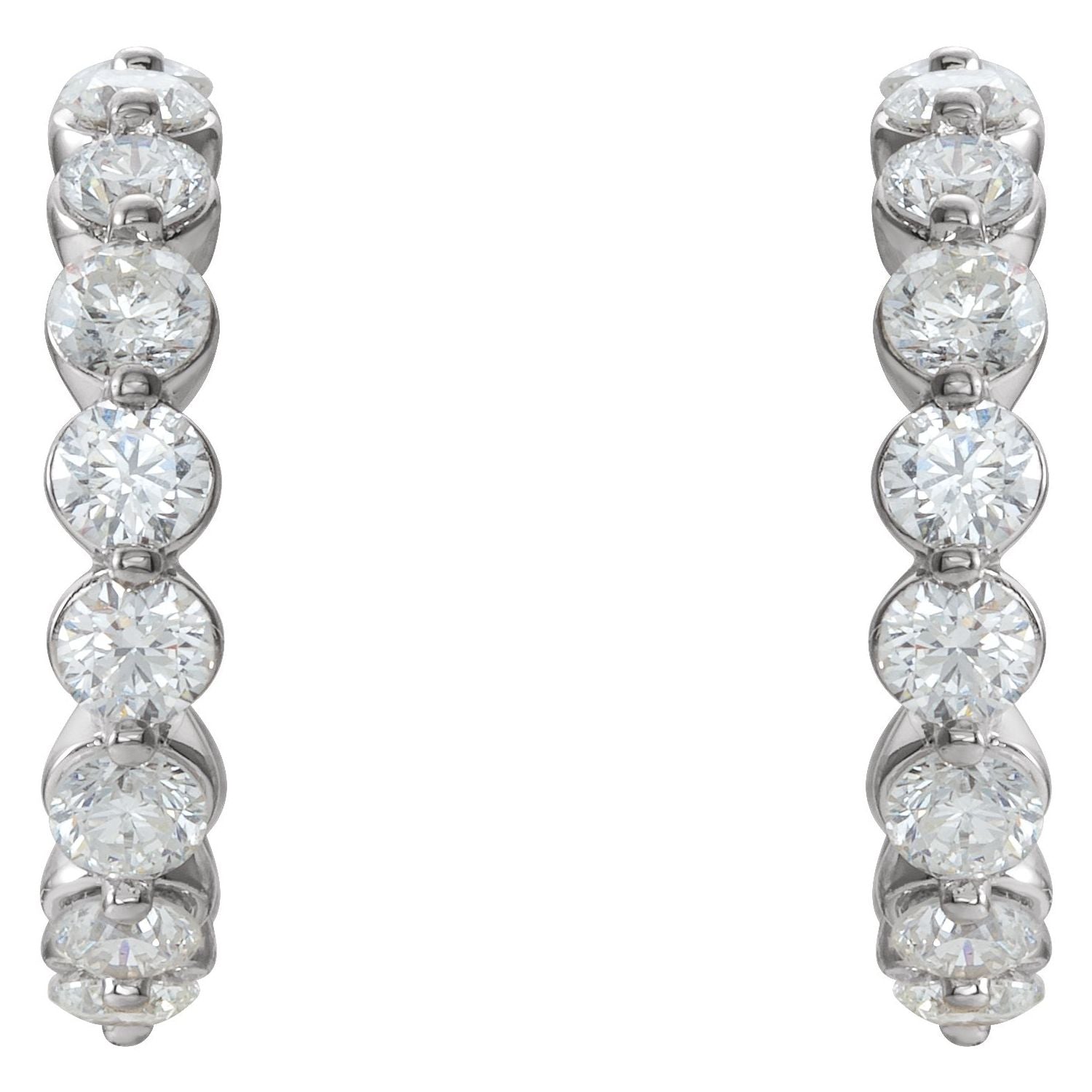 14K White Gold 1 3/8ct Lab-grown Diamond Hoop Earrings Clarity SI Color G-H