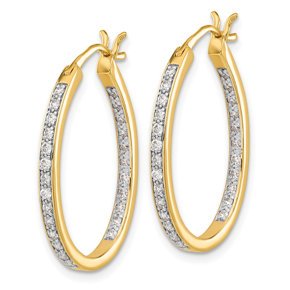 14k Gold 1/2 CT Lab Grown Diamond In And Out Hoop Earrings