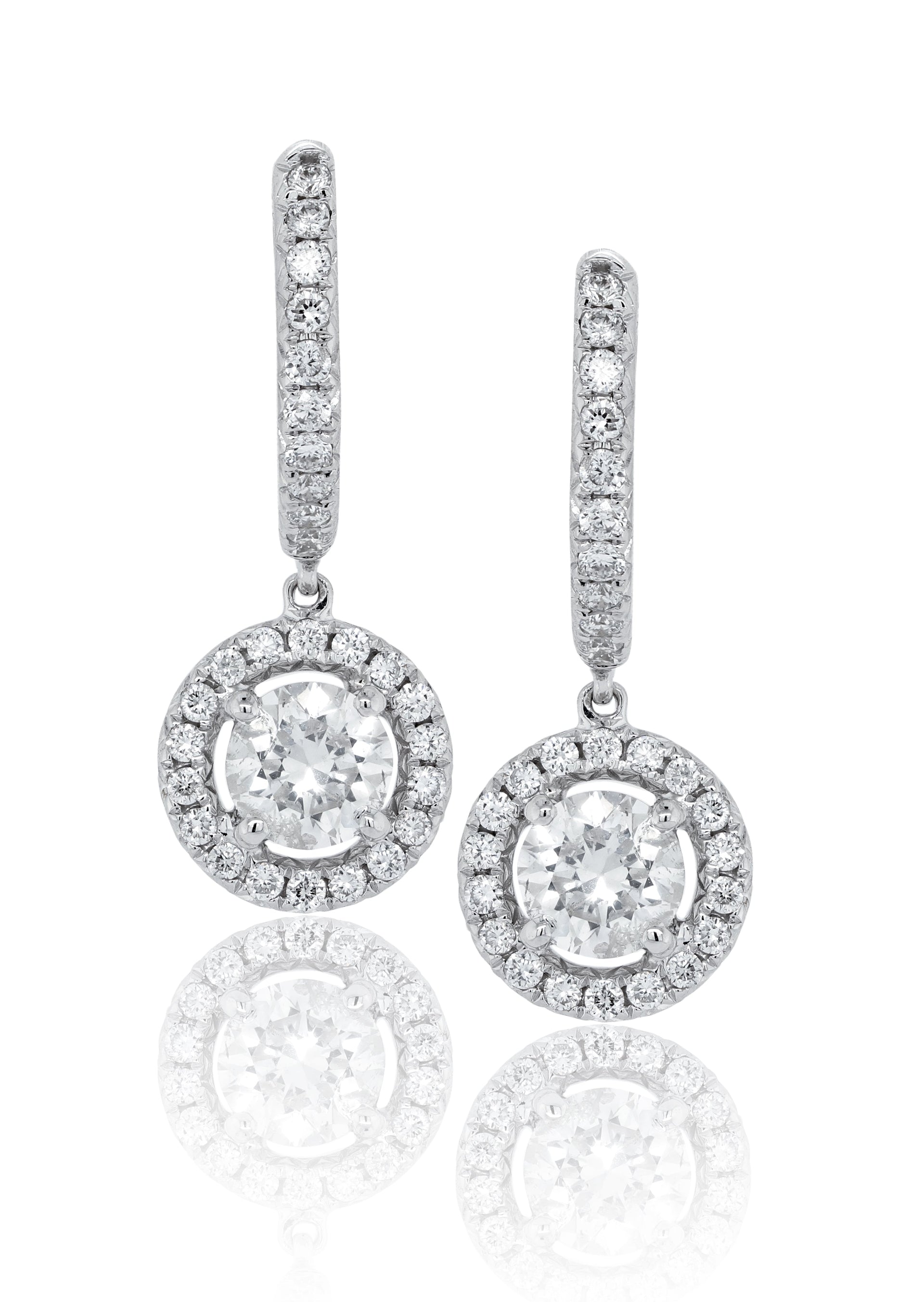14K White Gold 1.20cts Diamond Hanging Earrings