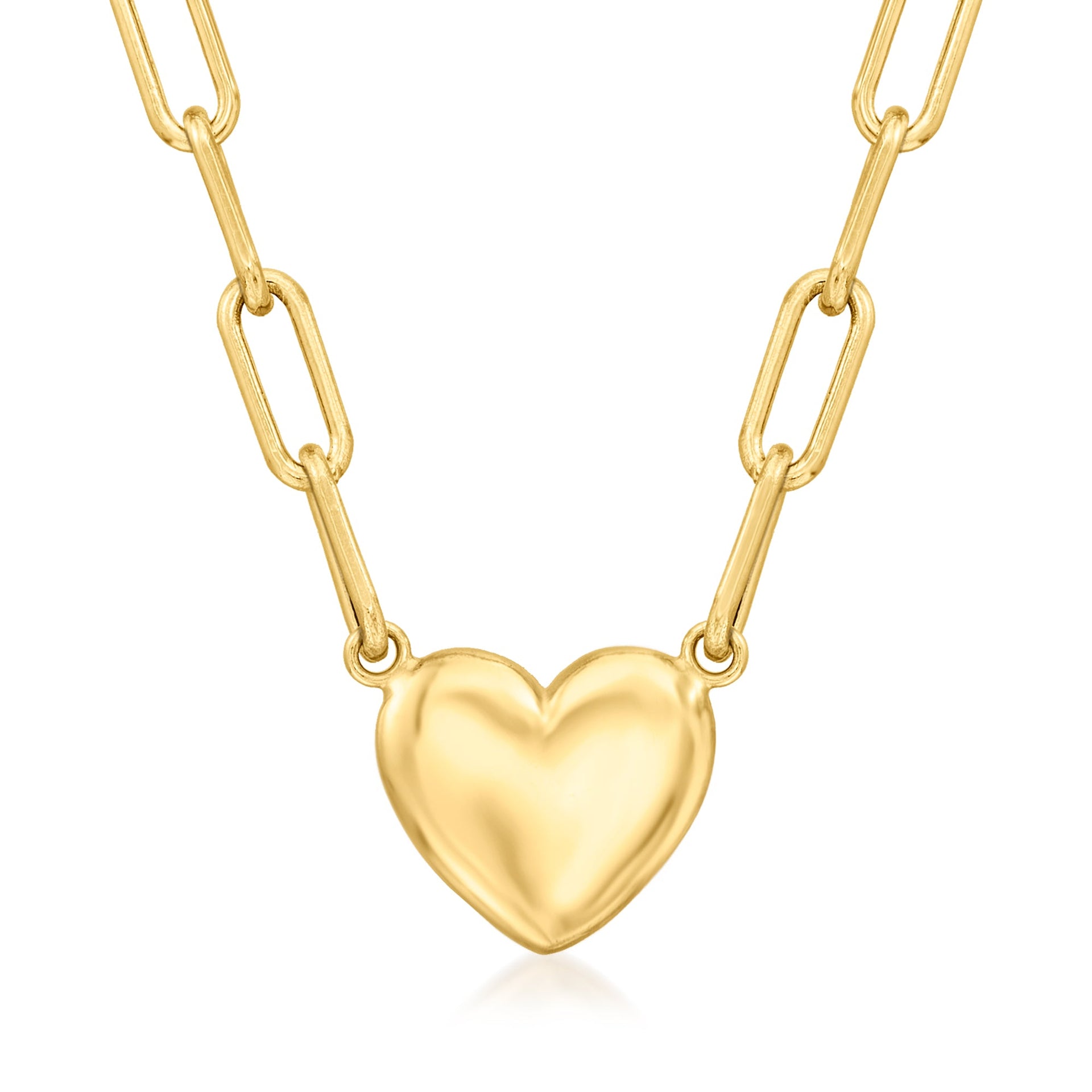 10kt Yellow Gold Paper Clip Link Heart Necklace