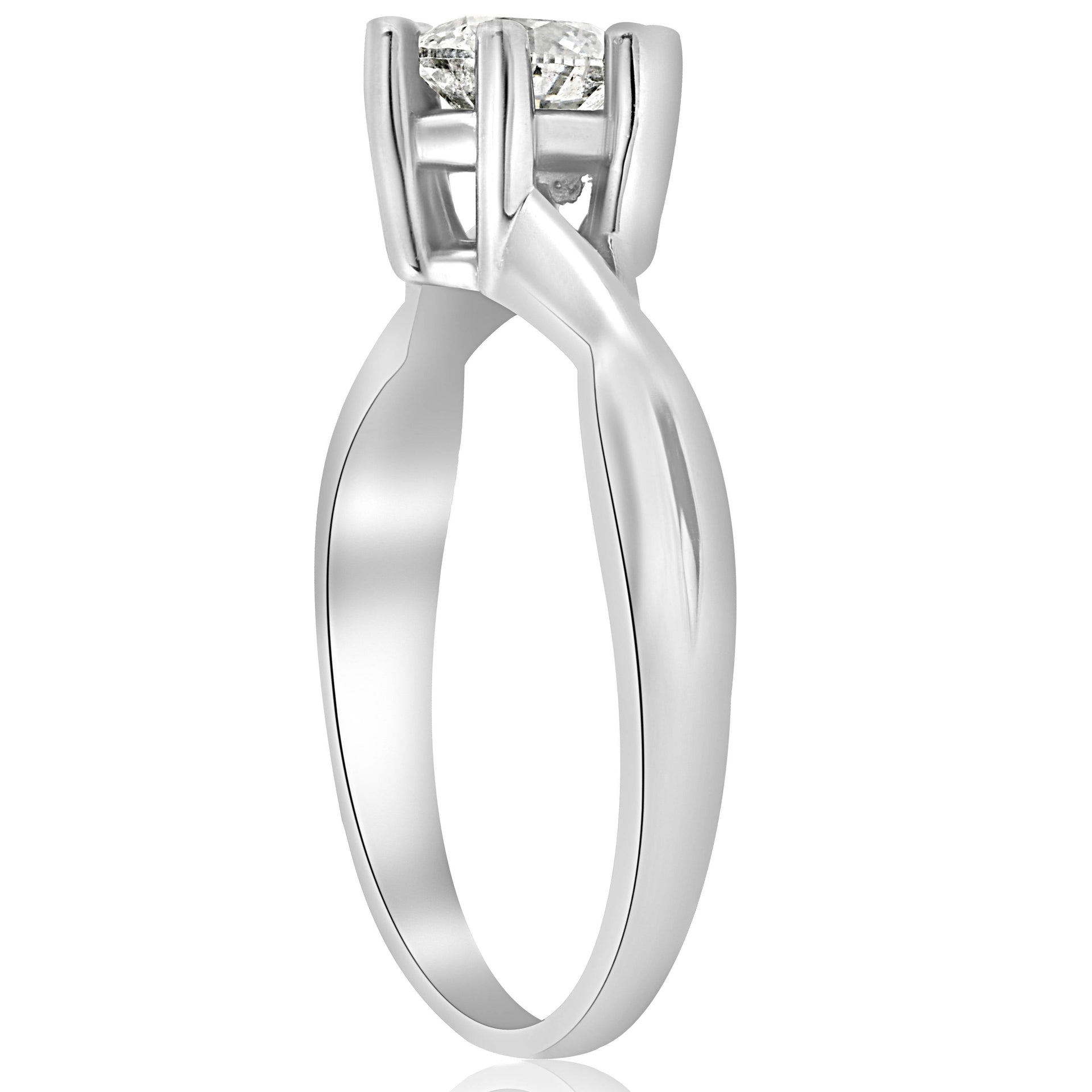3/4 ct Twist Solitaire Diamond Engagement Ring 14K White Gold