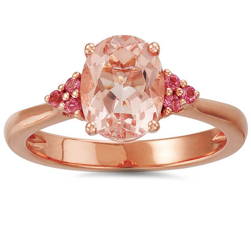 2 CT Morganite & Pink Sapphire Vintage Ring 14K Rose Gold