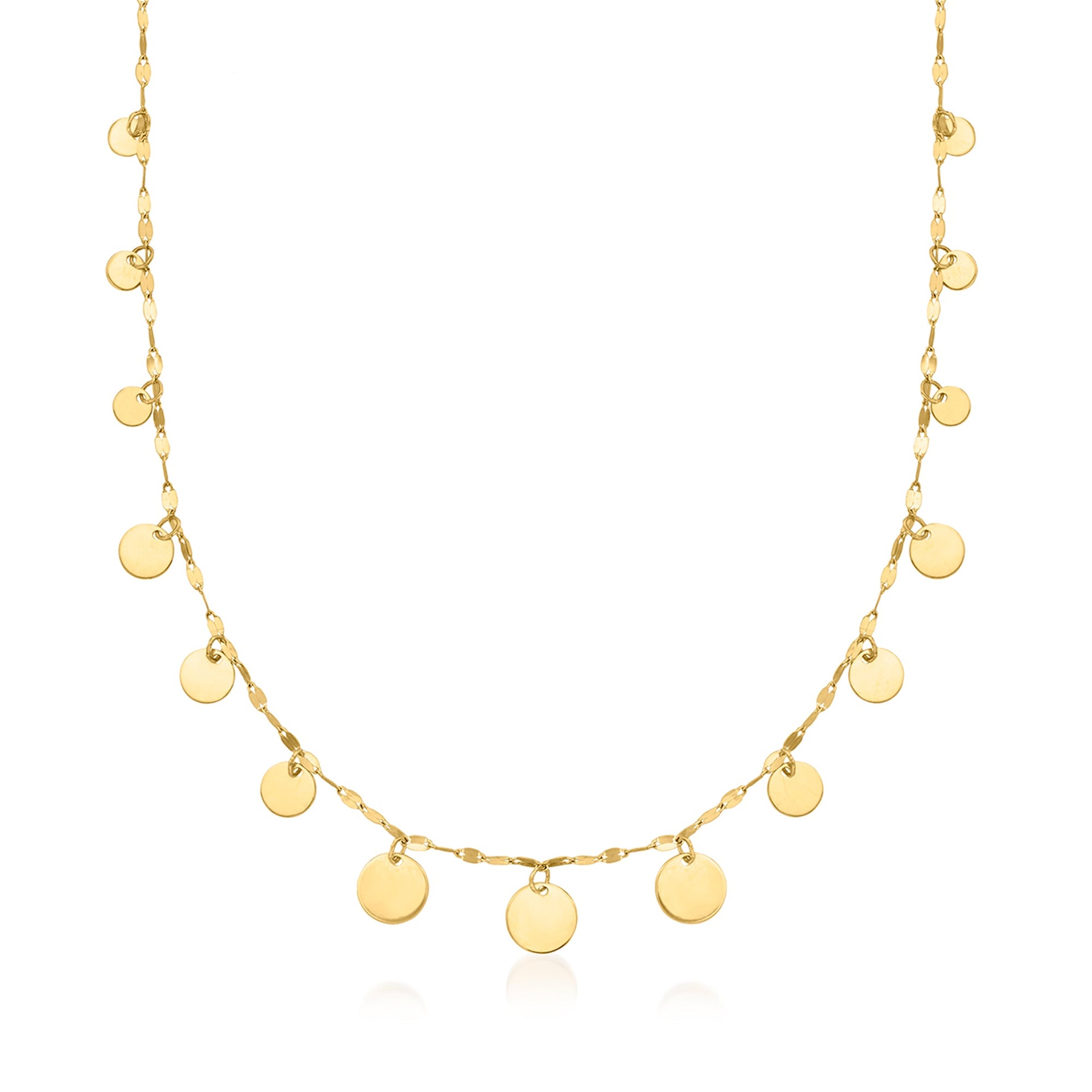 Canaria Italian 1.5mm 10kt Yellow Gold Graduated Circles Lumachina Chain Necklace