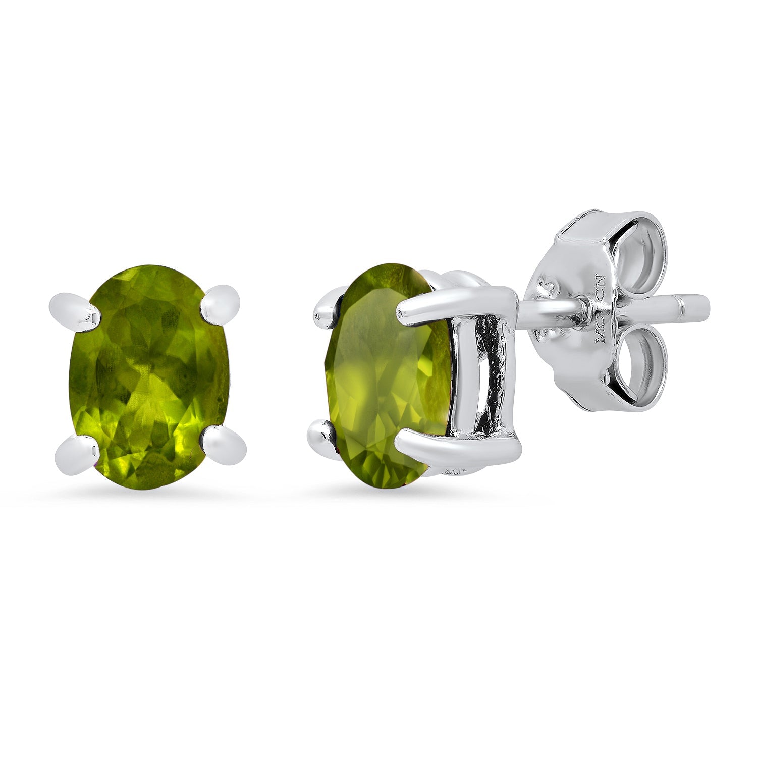 Sterling Silver 5mm Gemstone Oval Stud Earrings with Push Backs