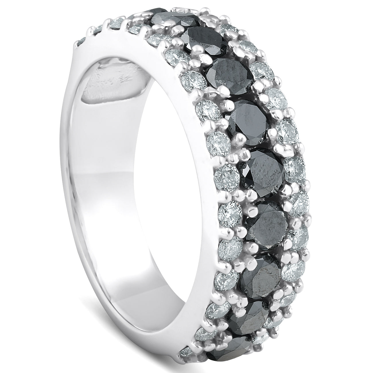 1 5/8 ct Black & White Diamond Women's Wedding Anniversary Ring 14K