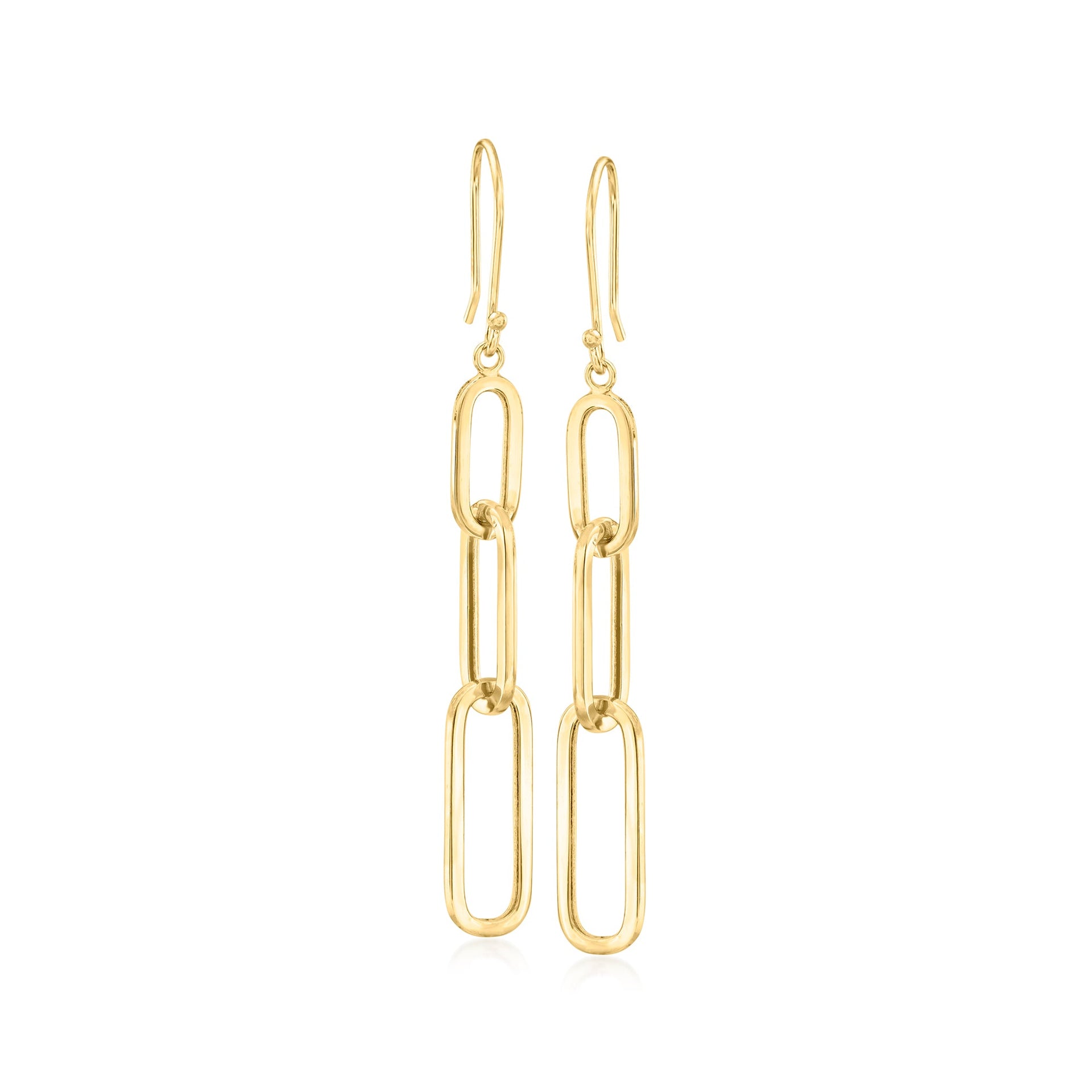 10kt Yellow Gold Graduated Paper Clip Link Drop Earrings