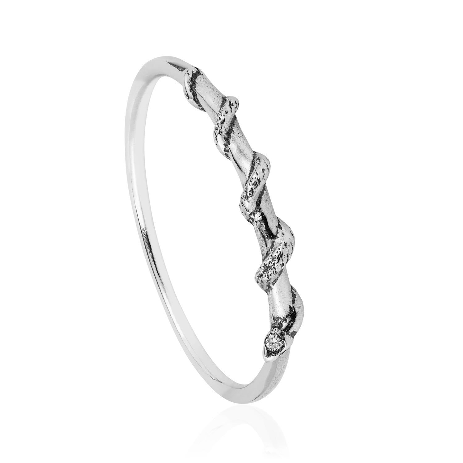 Tiny Snake Ring Diamonds & Silver