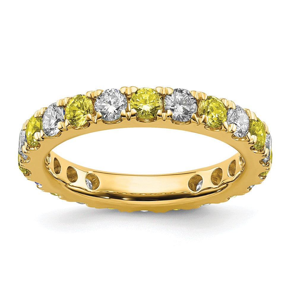 14k Yellow Gold Lab Grown Diamond & Yellow Sapphire Eternity Wedding Band Ring 1.1ct Clarity- VS Color- G-H