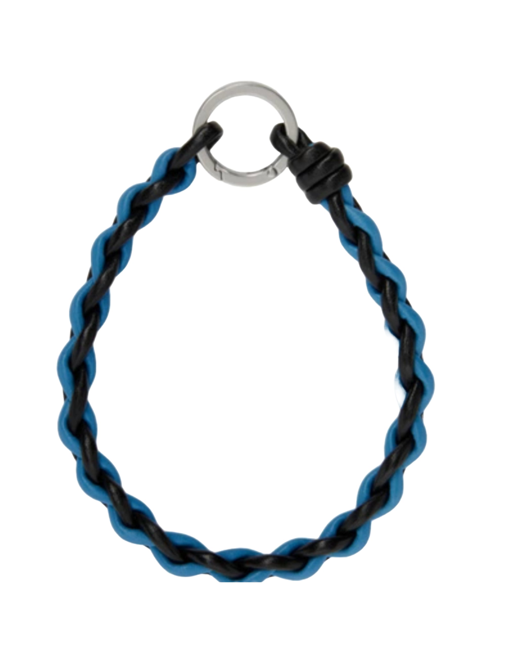 bottega veneta アクセサリー Bottega Veneta Black & Blue Woven Leather Keychain
