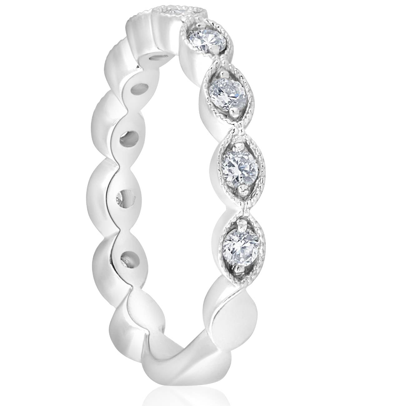 3/8 ct Vintage Diamond Stackable Wedding Ring Women's Stackable Band 14k Gold