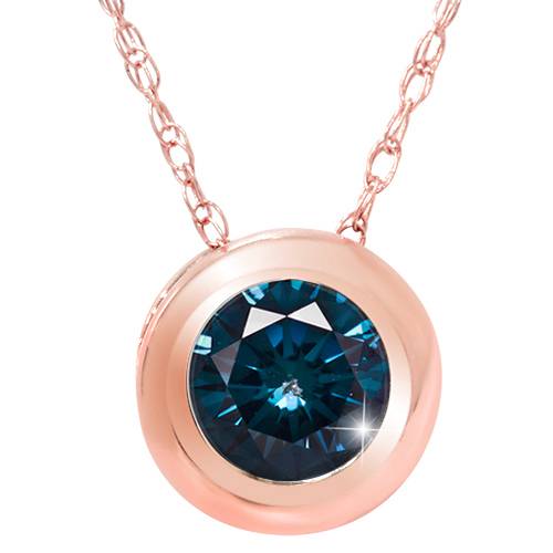 3/8ct Blue Diamond Pendant 14K Rose Gold
