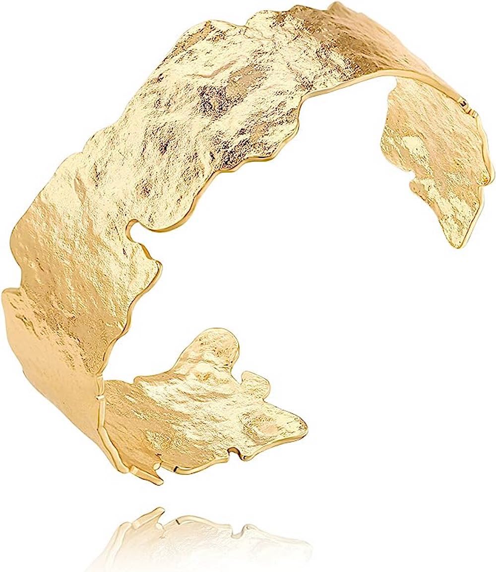 18k Gold Hammered Cuff Bangle