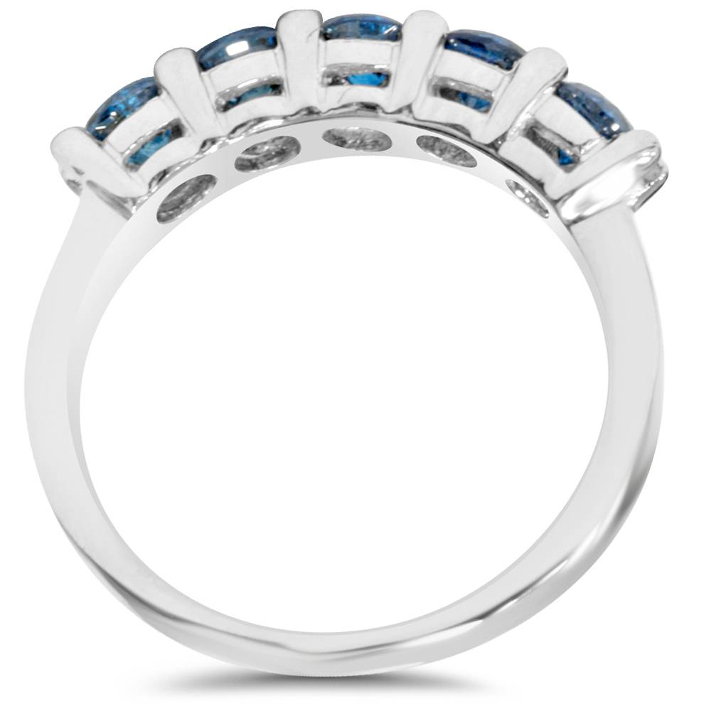 1/2 CT Blue Diamond Wedding Ring 14K White Gold
