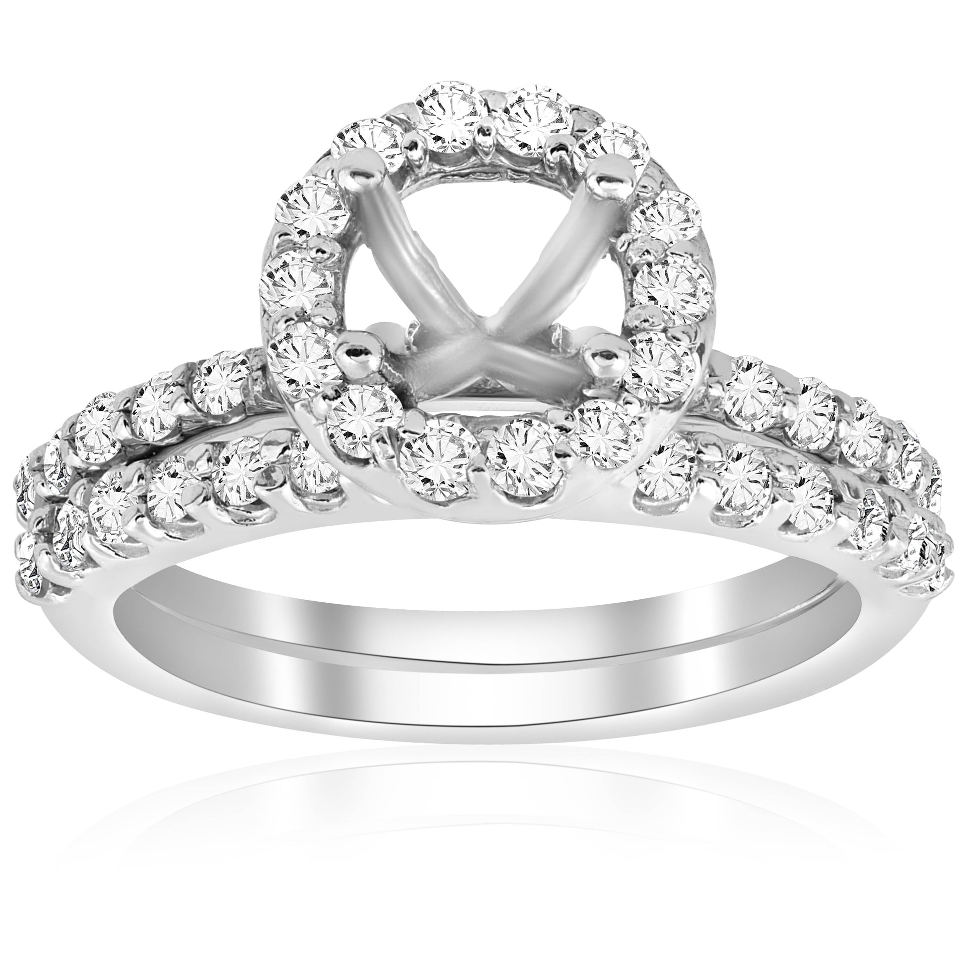 7/8 ct Diamond Engagement Wedding Ring Setting 14K White Gold Mounting