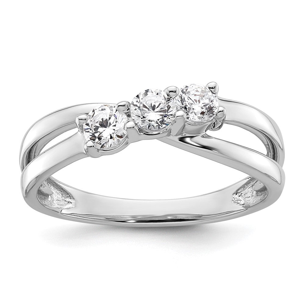 14k White Gold Lab Grown Diamond 3-stone Band Ring 1/2ct Clarity- VS Color- G-H