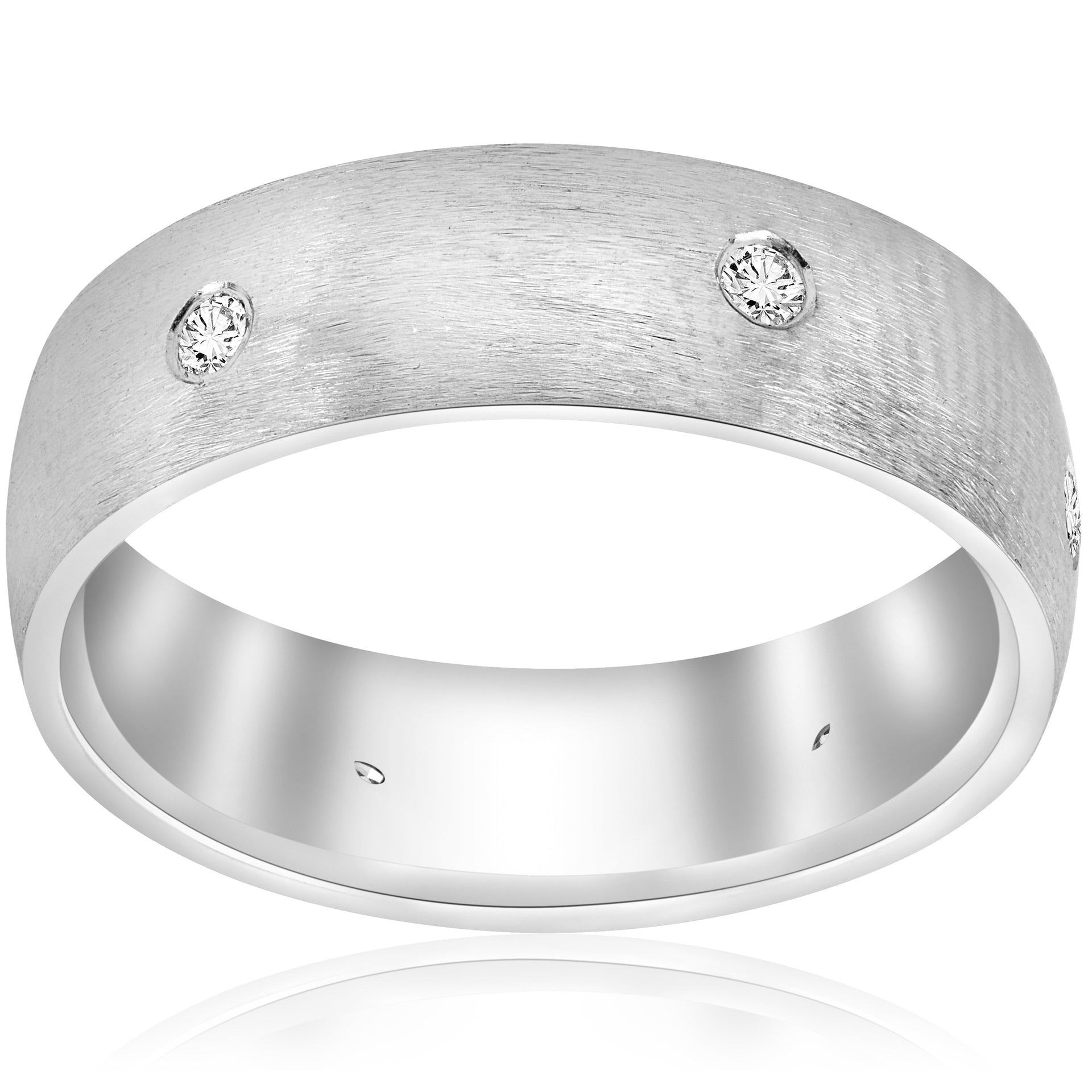 10k White Gold Diamond Brushed Wedding Ring