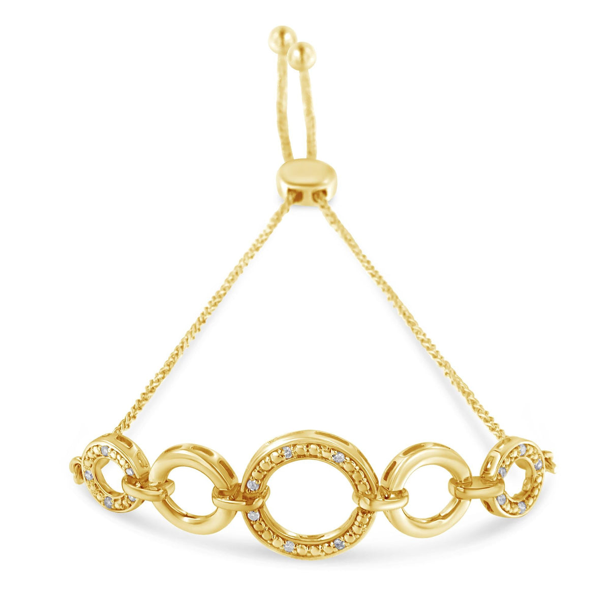 14K Yellow Gold Plated .925 Sterling Silver 1/10 Cttw Diamond Infinity Loop Adjustable Bolo Tennis Bracelet