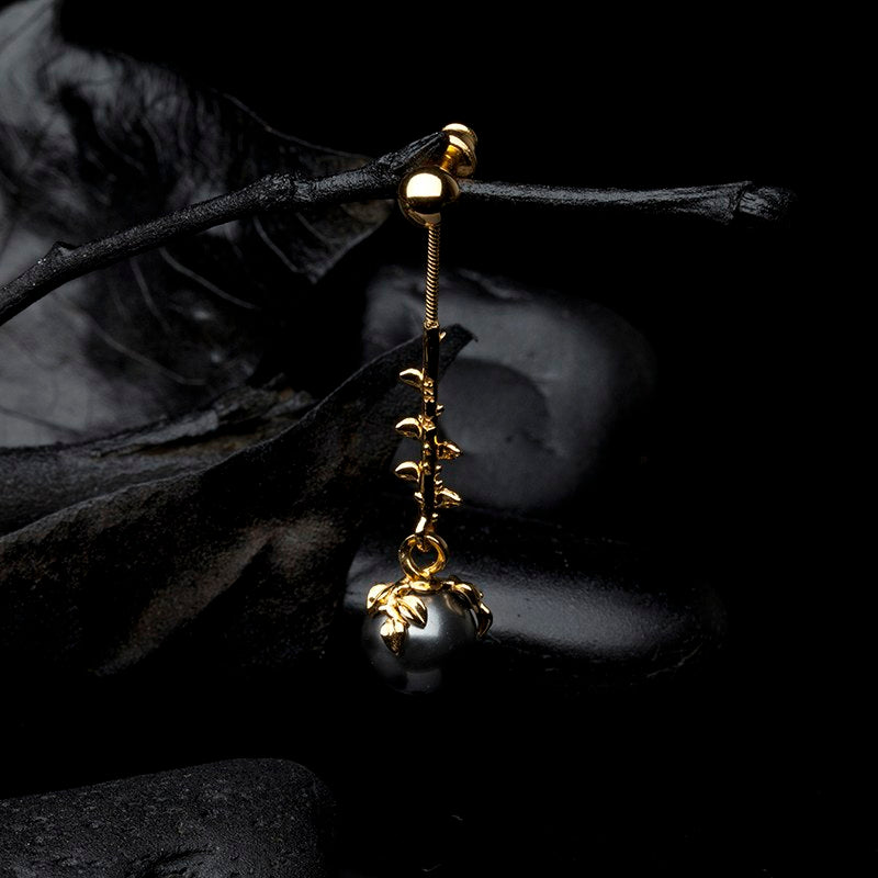 Drop Dark Grey Pearl Earrings