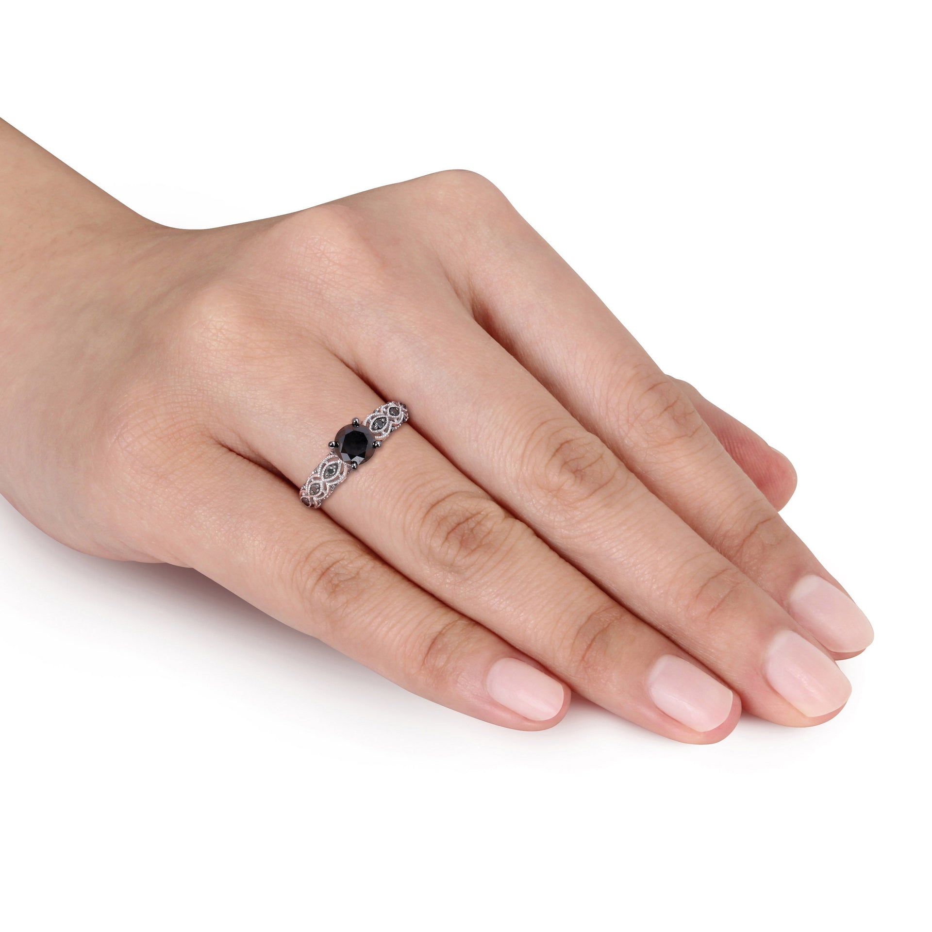 1 1/4 ct TW Black Diamond Engagement Ring in 10k White Gold
