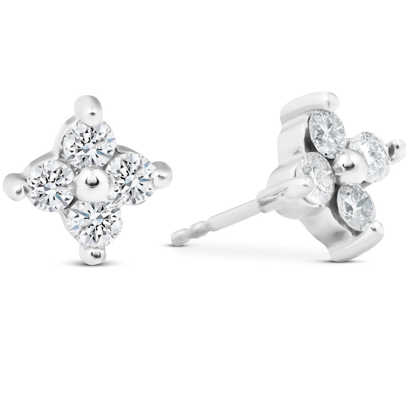 1/2 CT Diamond Eight-Stone Starburst Studs 14K White Gold