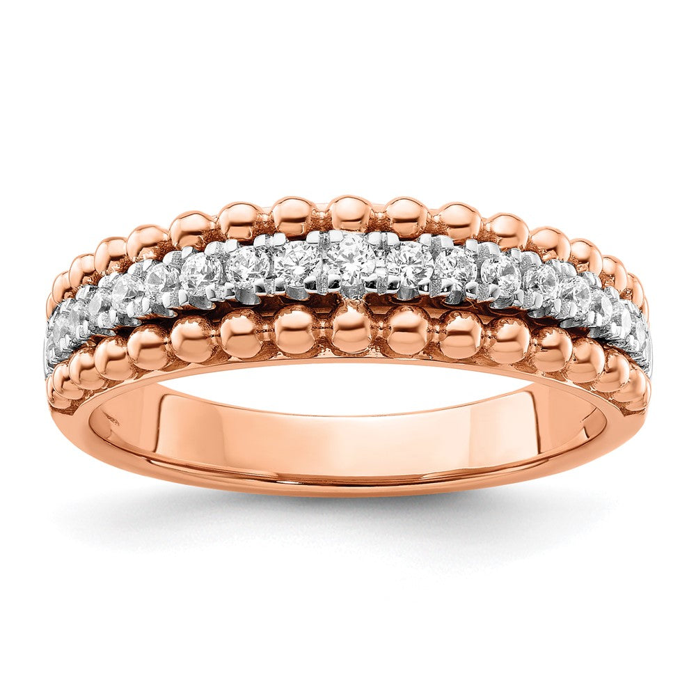 14k Two-tone Lab Grown Diamond Wedding Band Ring 1/4ct Clarity- VS Color- G-H