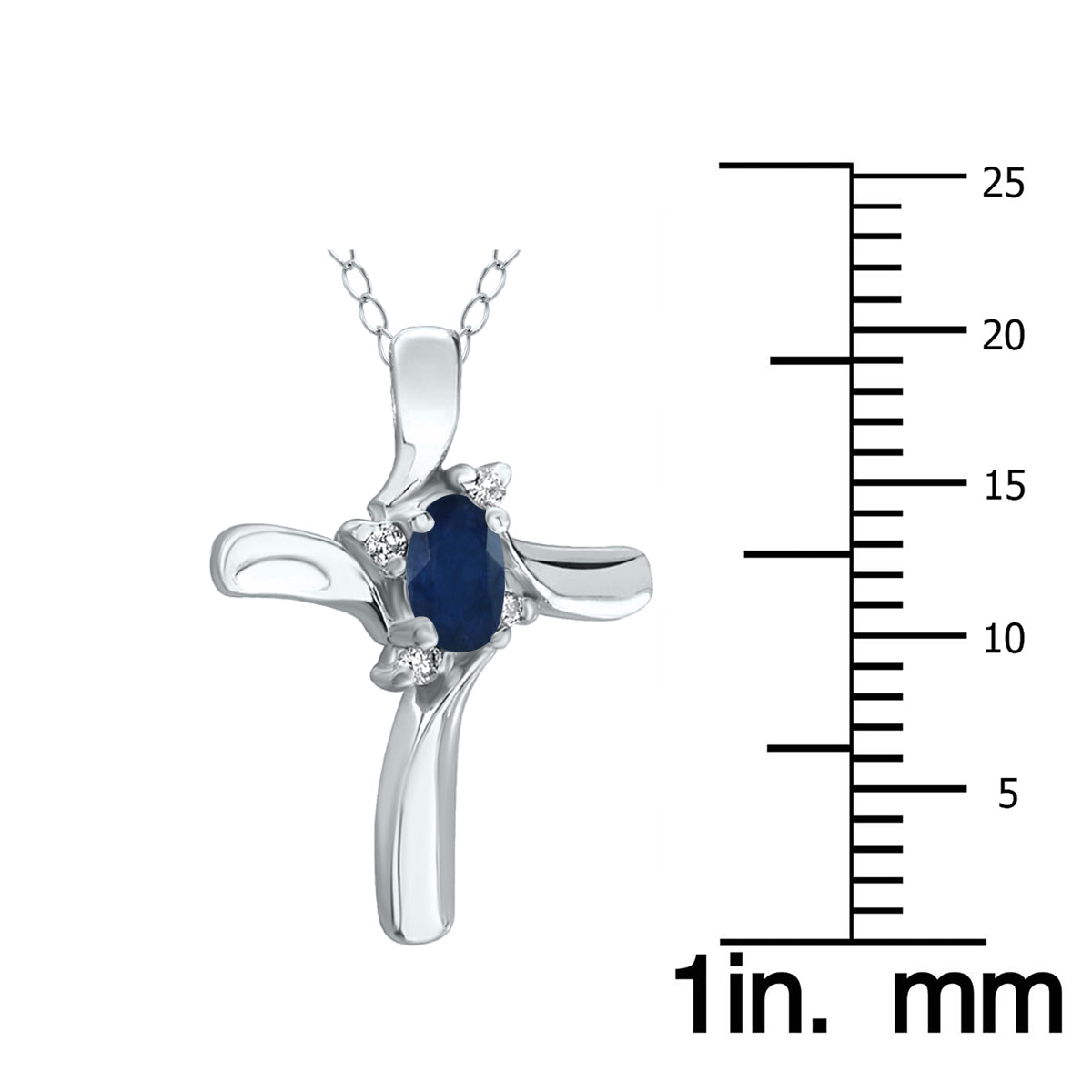 Sapphire And Diamond Cross Pendant 10K