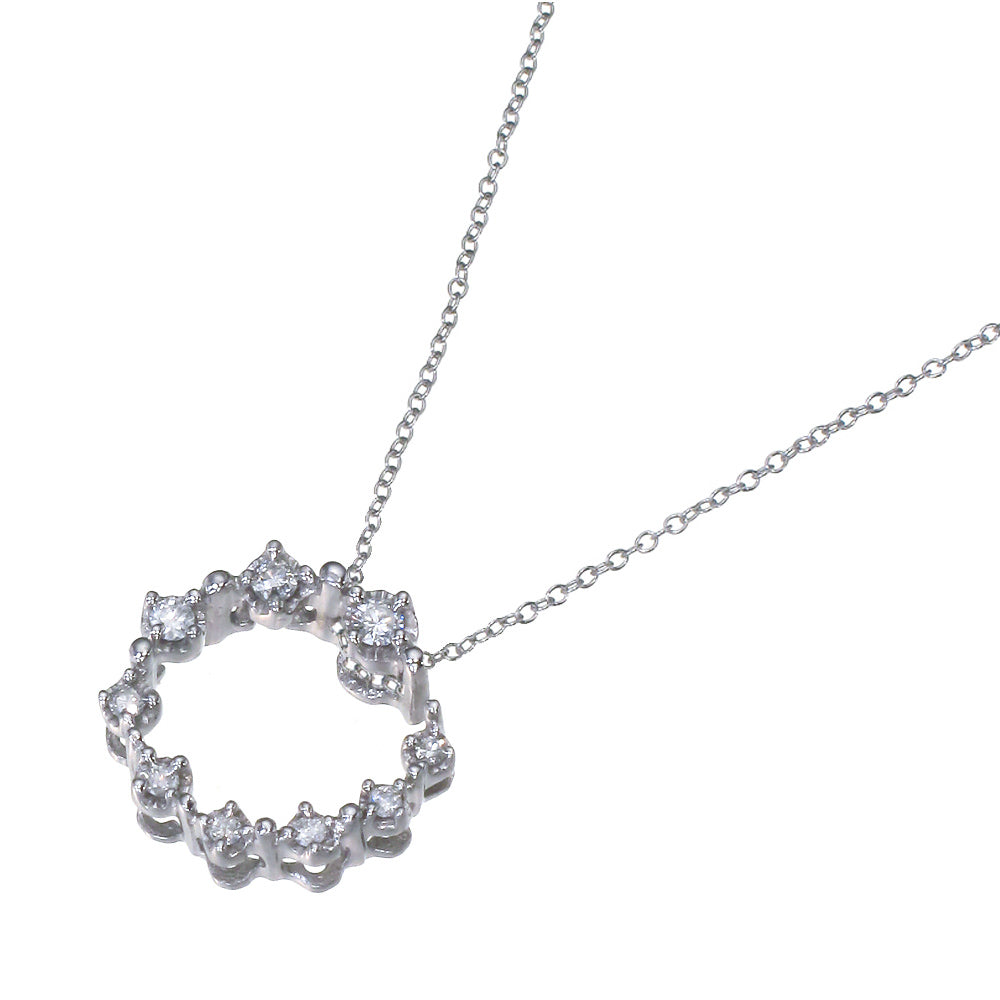 1/4 cttw Diamond Journey Circle Pendant Necklace 14K White Gold with Chain