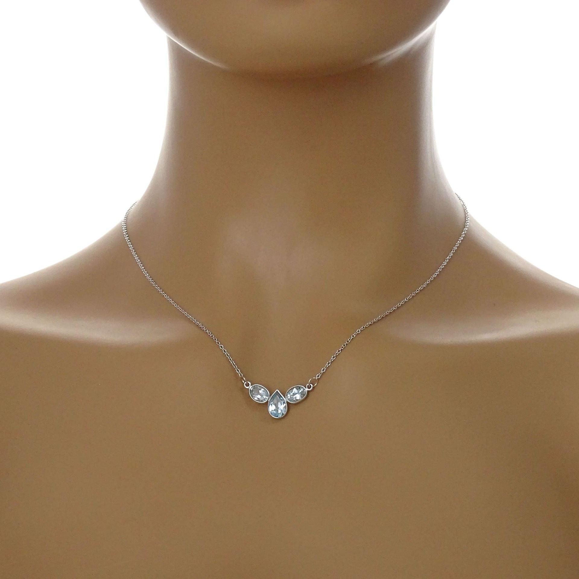 STERLING SILVER BLUE TOPAZ NECKLACE