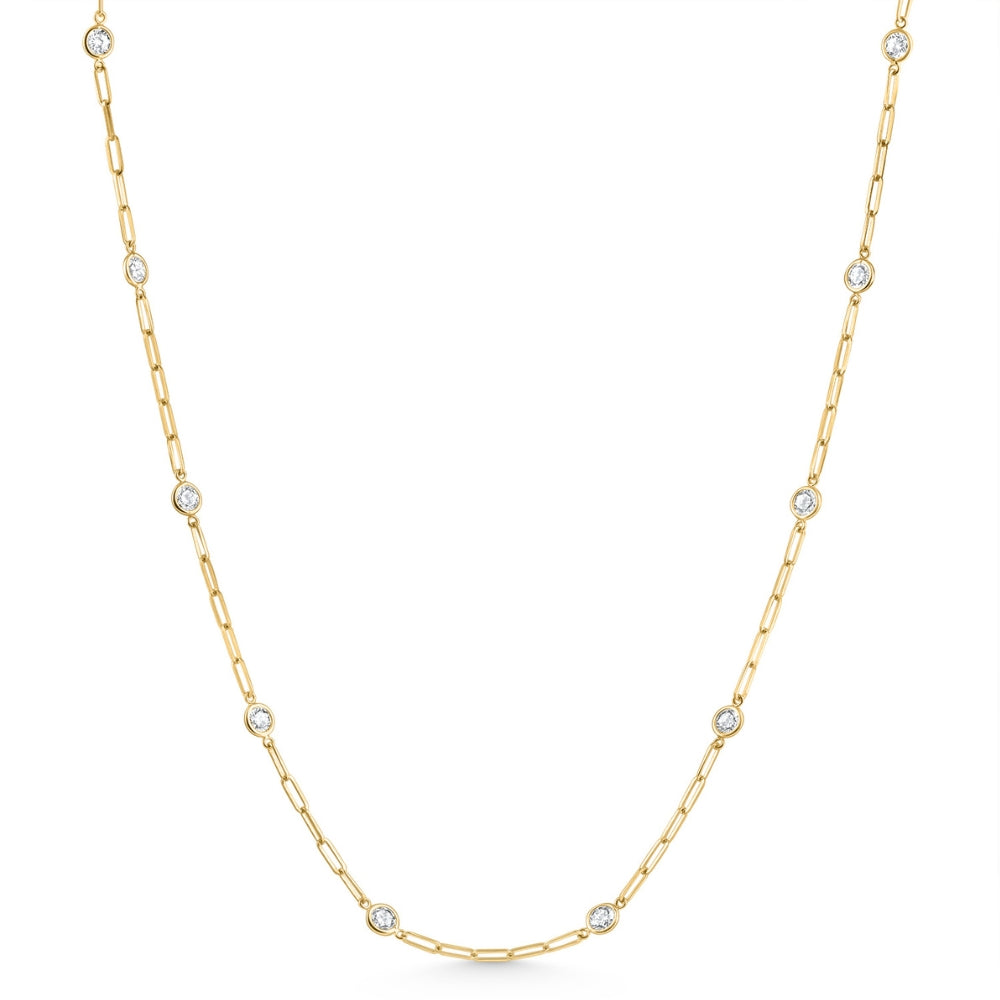 4ct Diamond 14k Yellow Gold 18' Paper Clip Diamonds By Yard Necklace Lab Grown