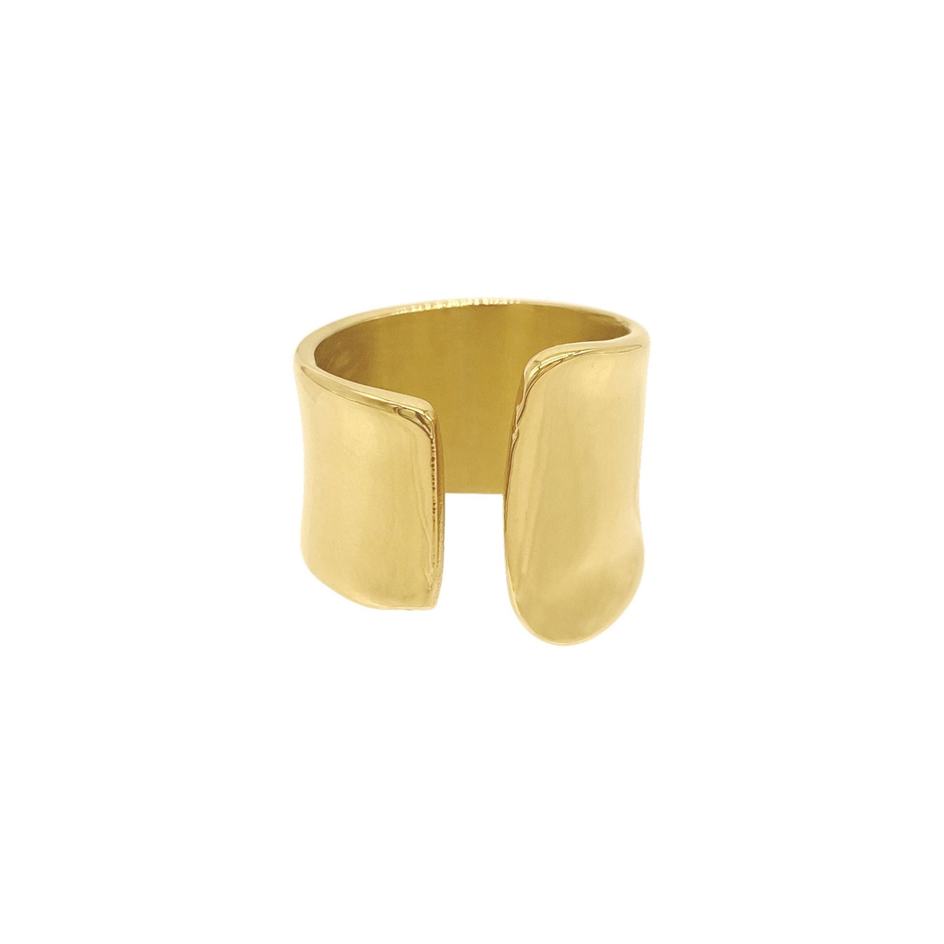 Tarnish Resistant 14k Gold Plated Tall Open Band Ring