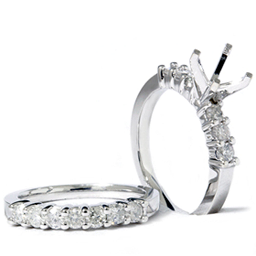 1ct Diamond Engagement Matching Wedding Ring Setting