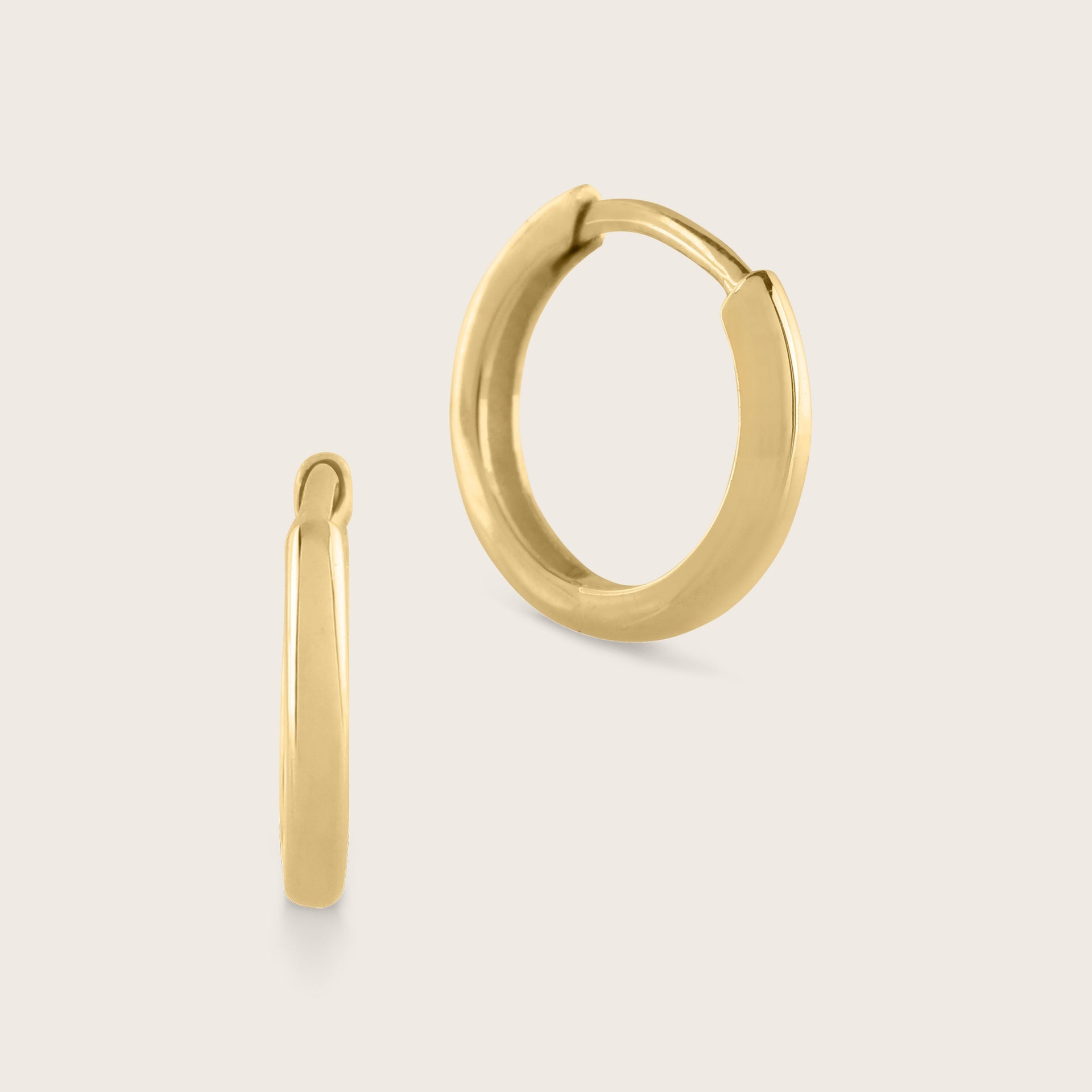 16mm 14k Gold Domed Huggie Hoop Earrings