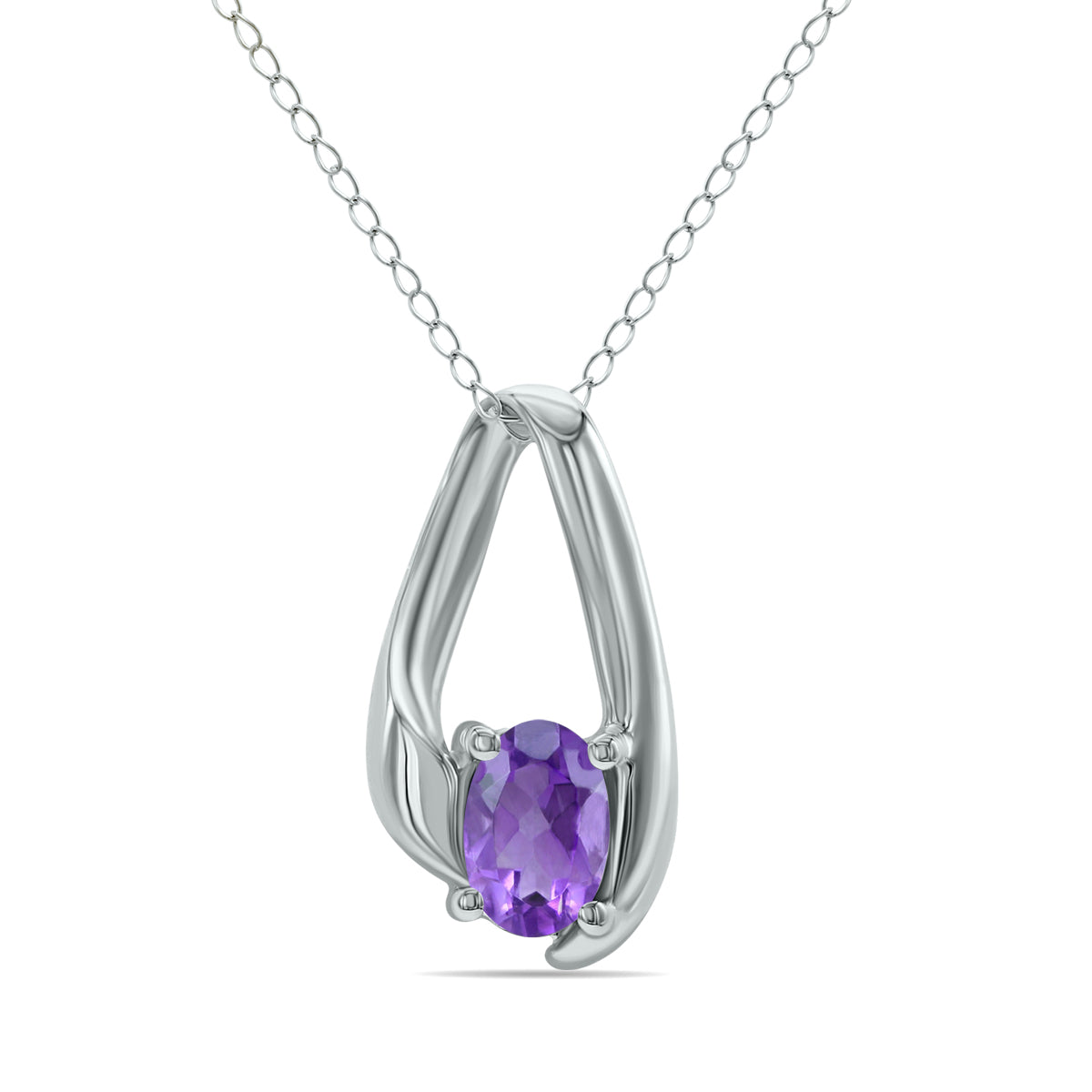 Amethyst Loop Pendant Necklace In 10K