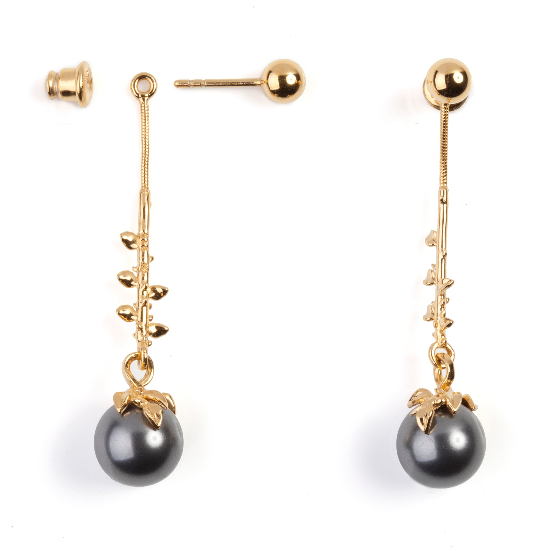 Drop Dark Grey Pearl Earrings