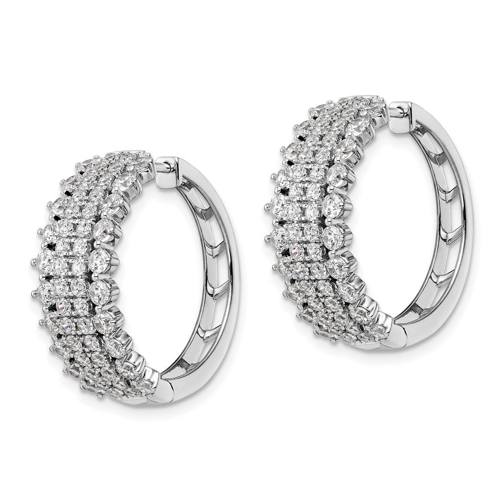 14K White Gold 3 CT Lab Grown Diamond Hinged Hoop Earrings VS Clarity G-H Color