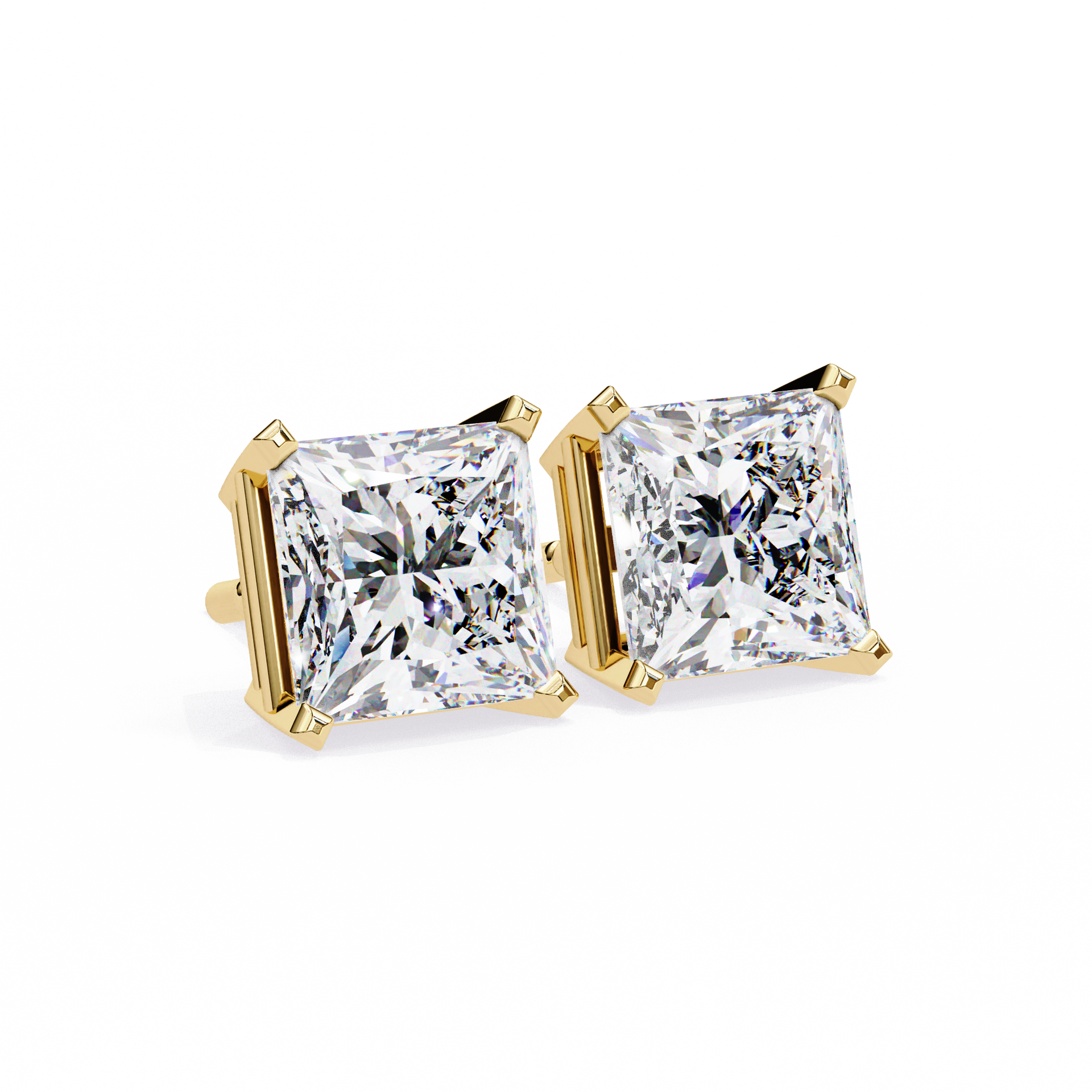 Princess-Cut Lab-grown Diamond Stud Studs in 10K White Gold