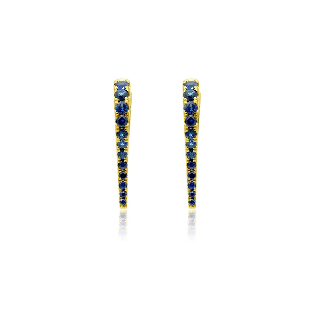 Gold Blue Sapphire Spike Earring