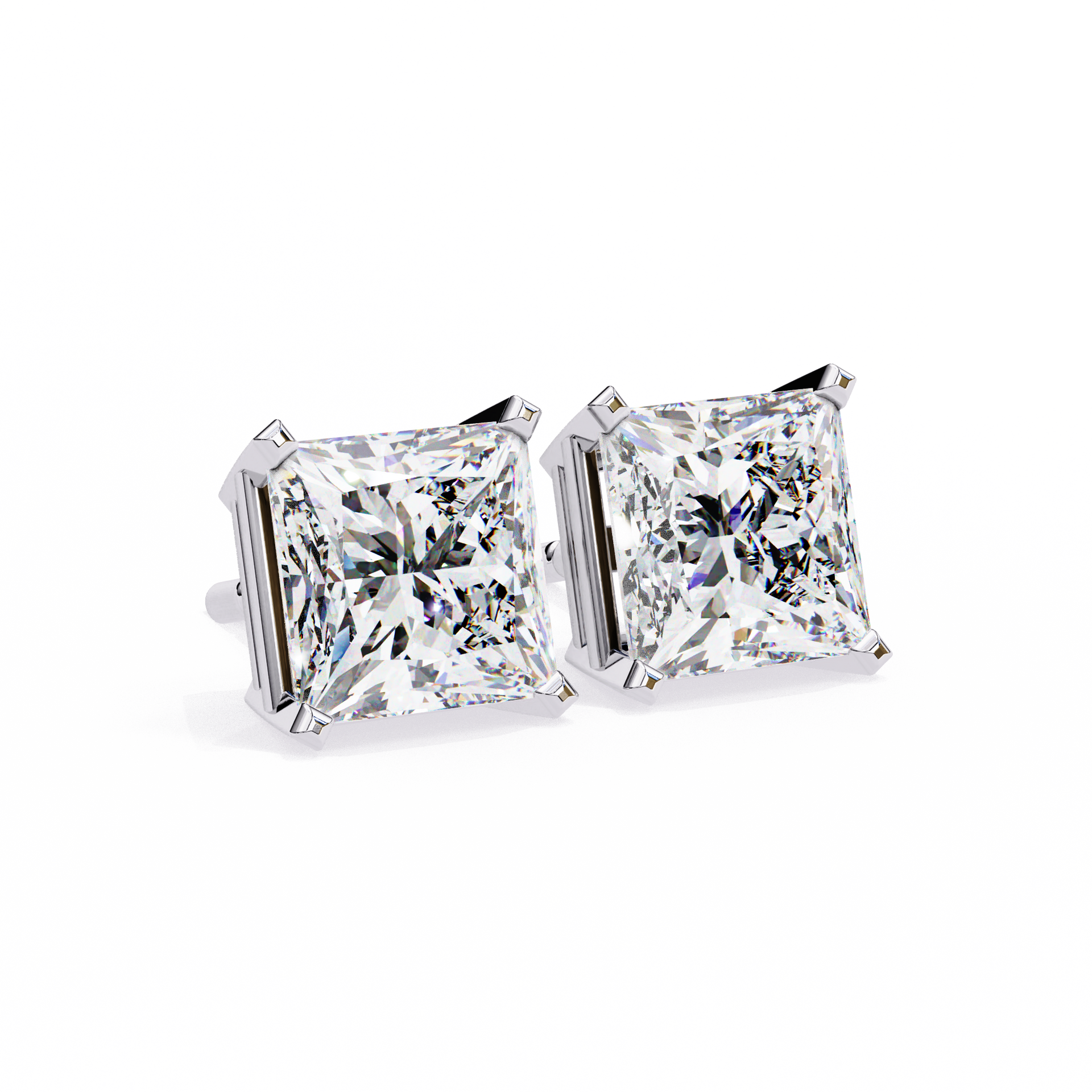 Princess-Cut Lab-grown Diamond Stud Studs in 10K White Gold