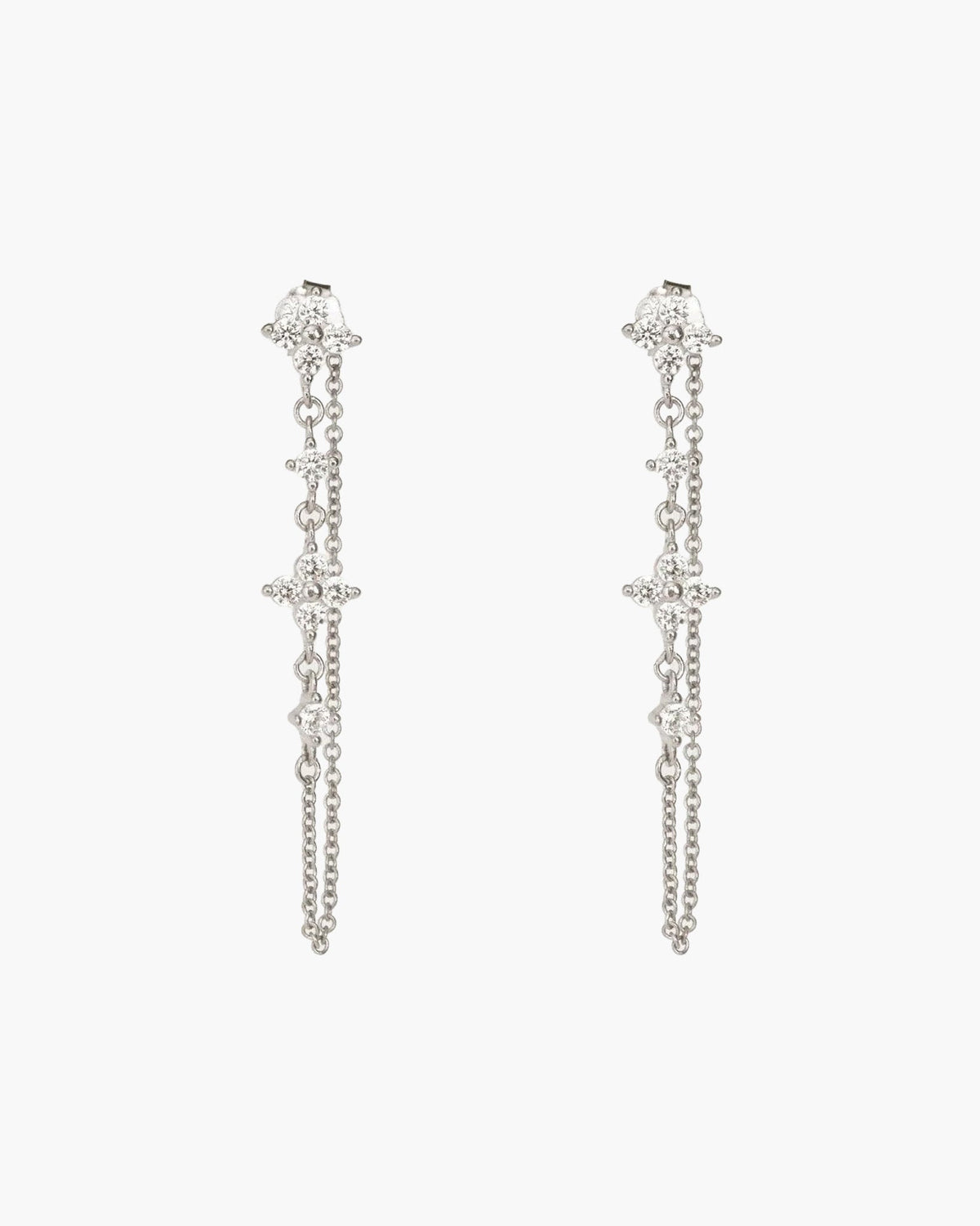 Silver Clover Drop Earrings