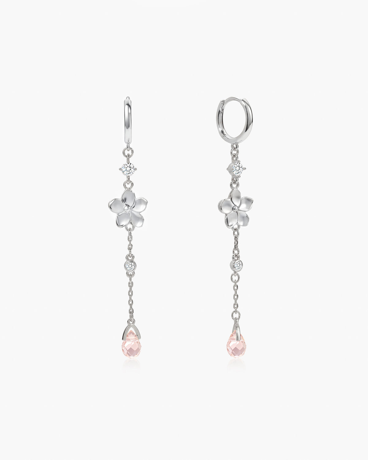 Petal Drop Earrings in Silver