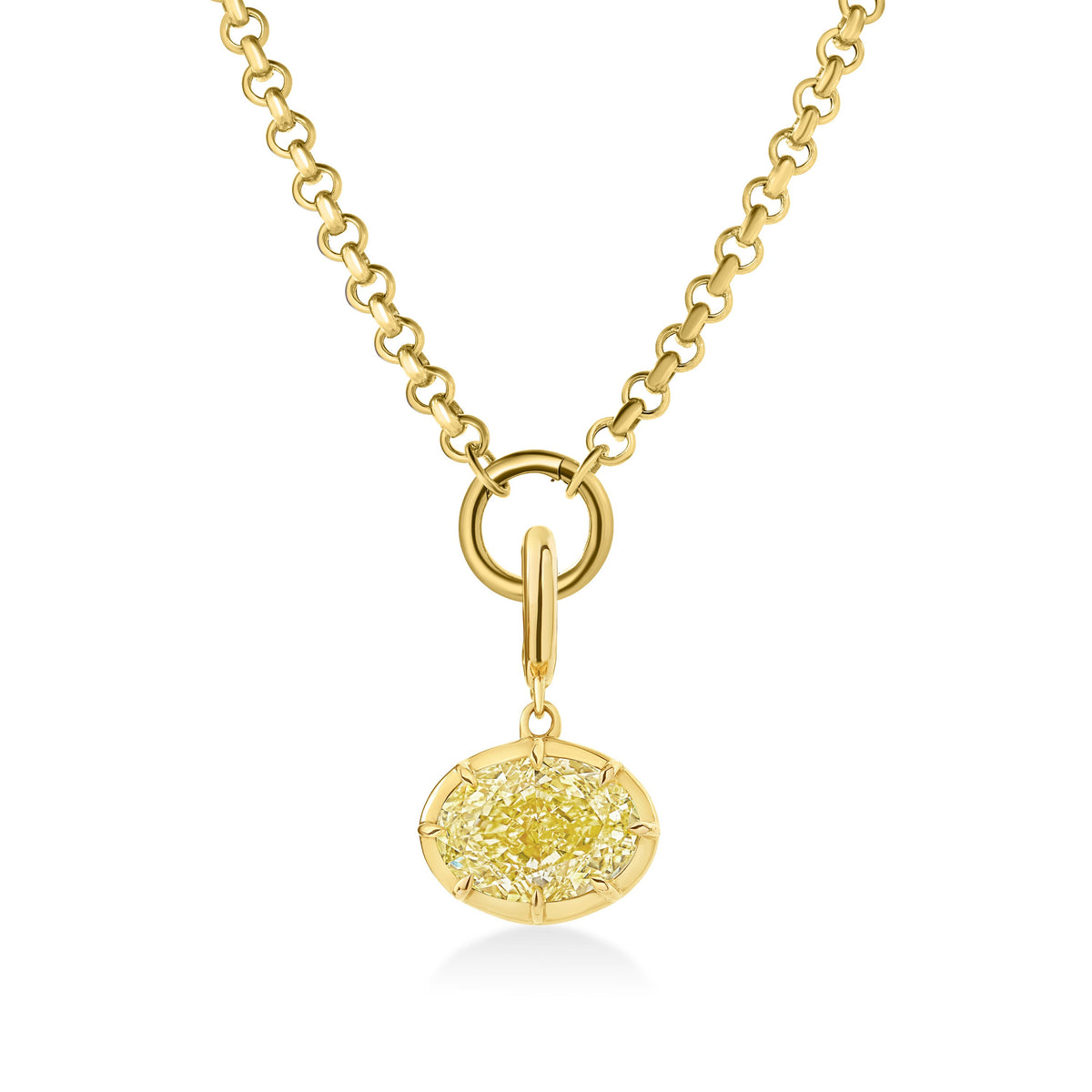 Georgian East-West Oval Yellow Lab Diamond Rolo Necklace