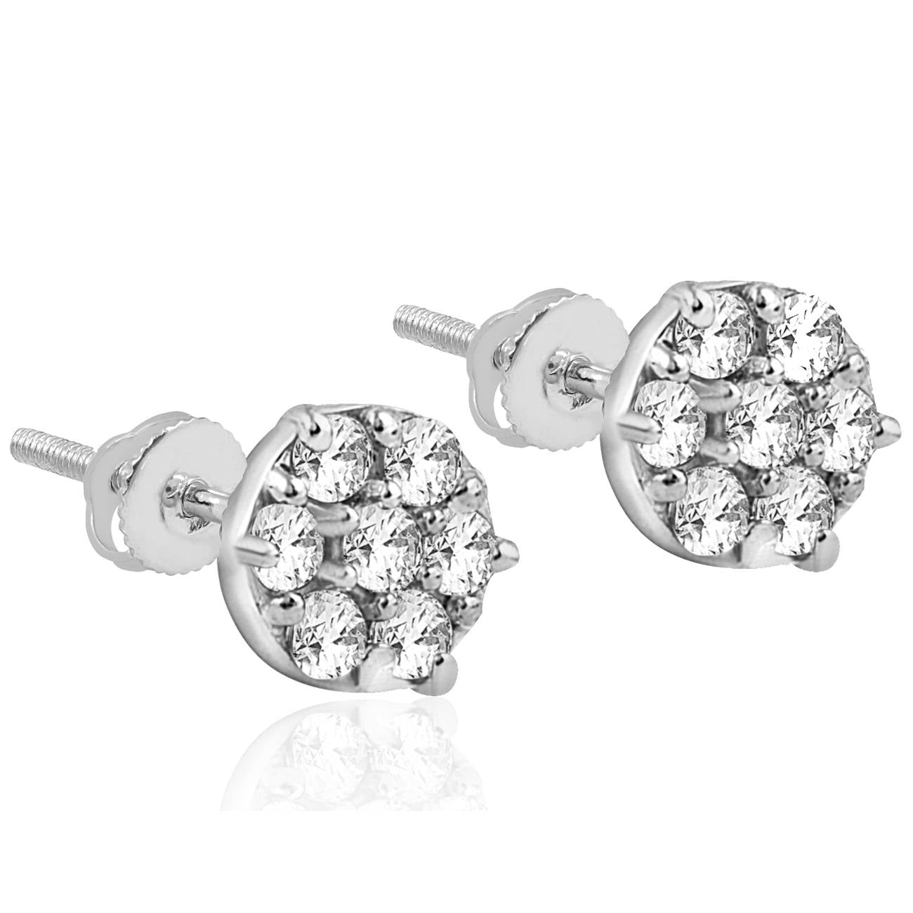 1/4cttw Diamond Cluster Women's Studs in 10k White Gold