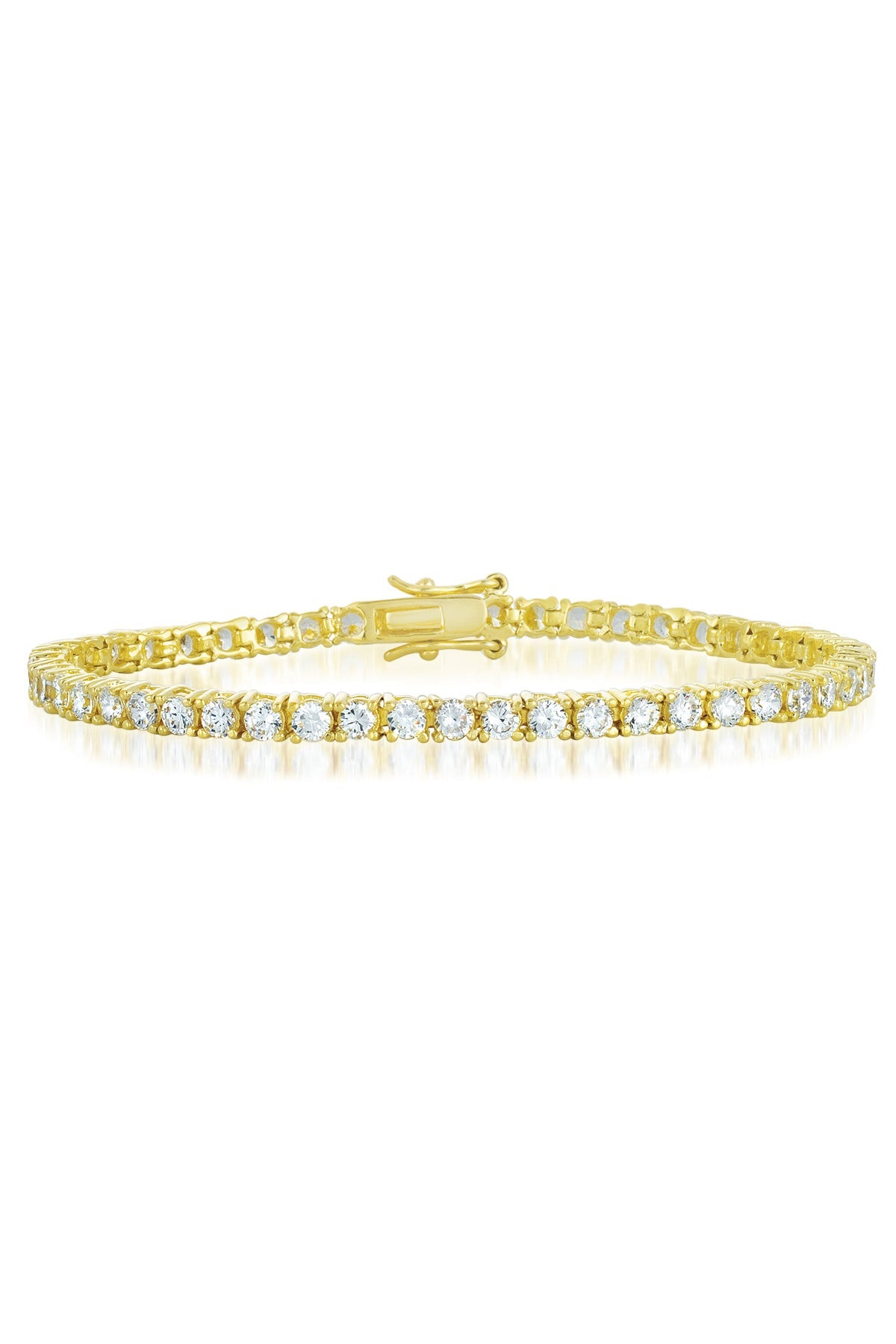 Sterling Silver Gold Plated Cubic Zirconia Tennis Bracelet